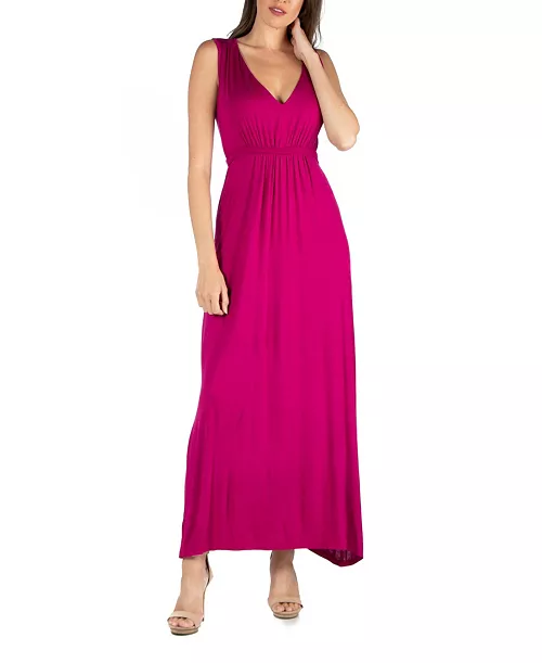 v-neck sleeveless maxi dress with belt