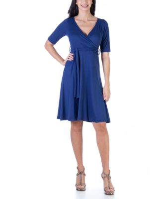 24seven Comfort Apparel Women's Simple Elbow Sleeve Knee Length