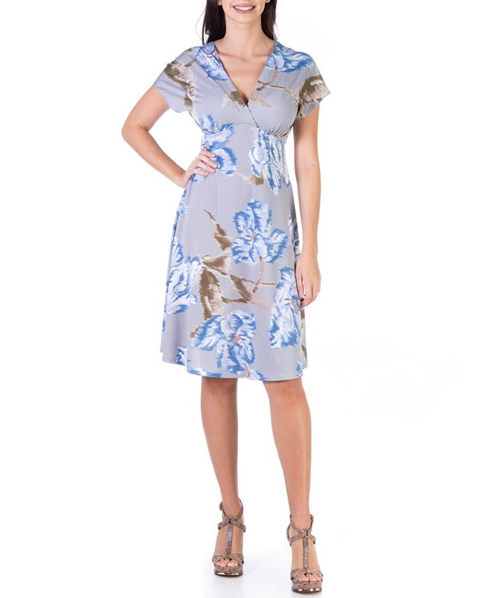 24seven Comfort Apparel A-Line Knee Length Dress with Elbow Length Sleeves  - Macy's