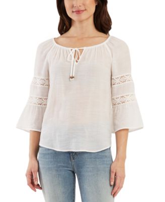 BCX - Juniors' Lace-Inset Peasant Top