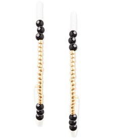 Gold-Tone Seed Bead Hoop Earrings, 1.75"