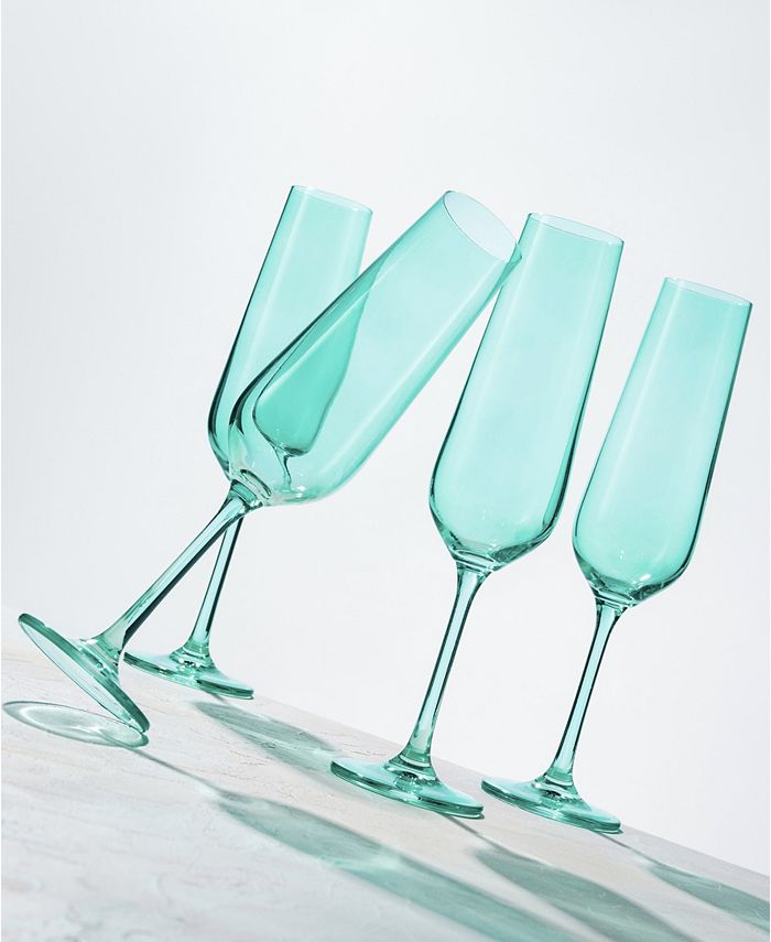 Godinger Sheer Green Champagne Flutes, Set of 4 Macy's