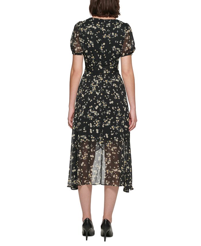 Robe Courte Sans Manches Karl Lagerfeld Imprimé Floral Bleu - Taille 6 - Neuf Avec étiquettes