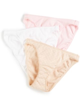 Charter Club - Women's 3-Pk. Lace-Trim Dot Cotton Bikini Underwear 100148400