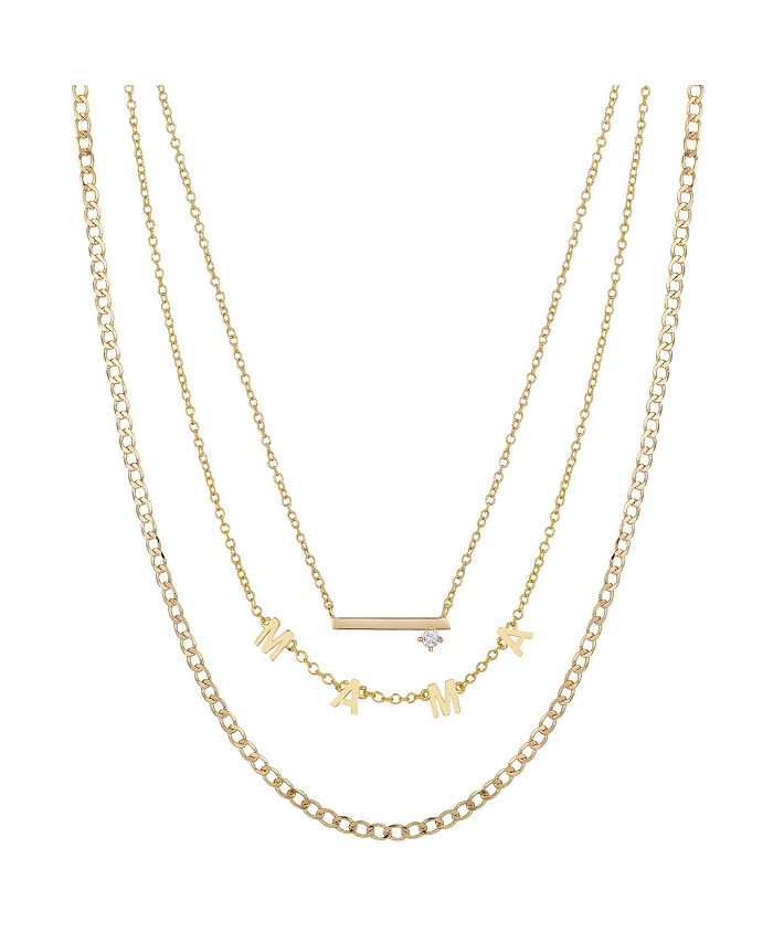 Unwritten 14K Gold Flash Plated Cubic Zirconia Mama Layered