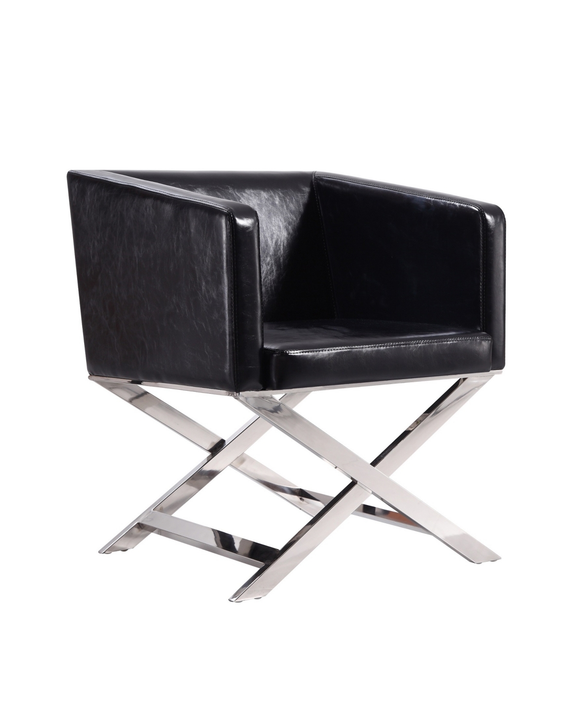 Shop Manhattan Comfort Hollywood Lounge Accent Chair In Black And Polished Chrome