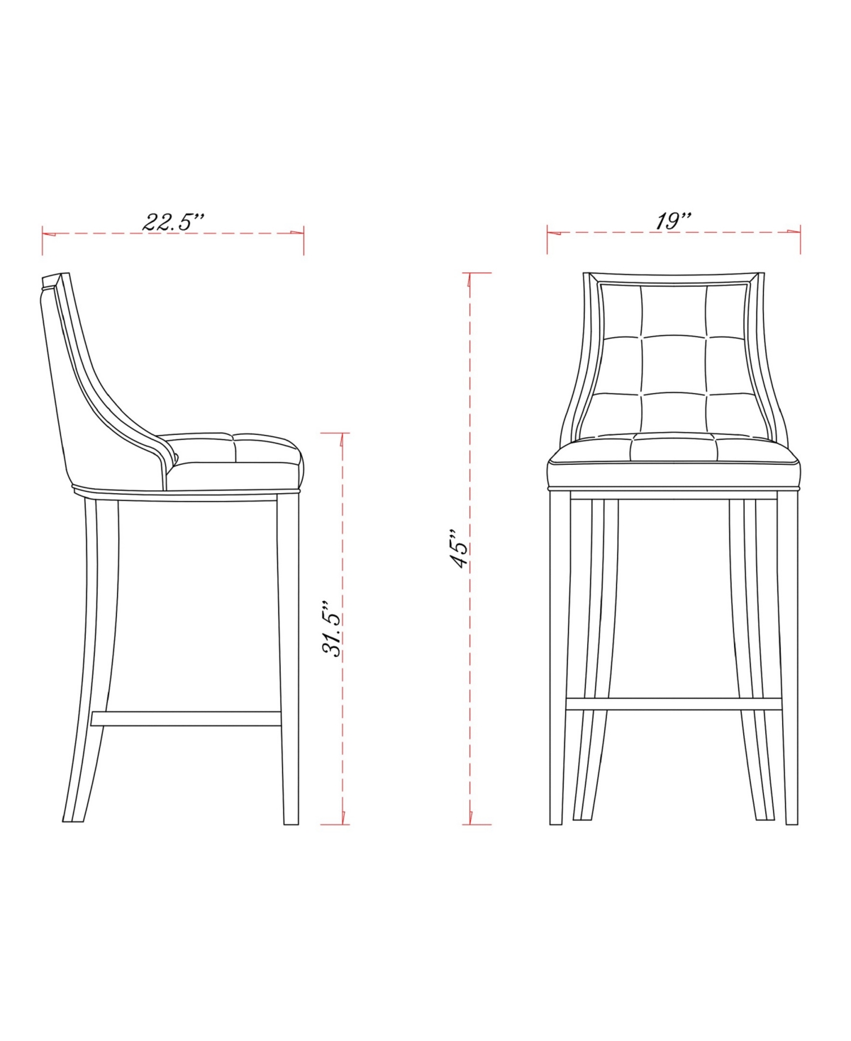 Manhattan Comfort Fifth Avenue L Beech Wood Faux Leather Upholstered Barstool - Walnut