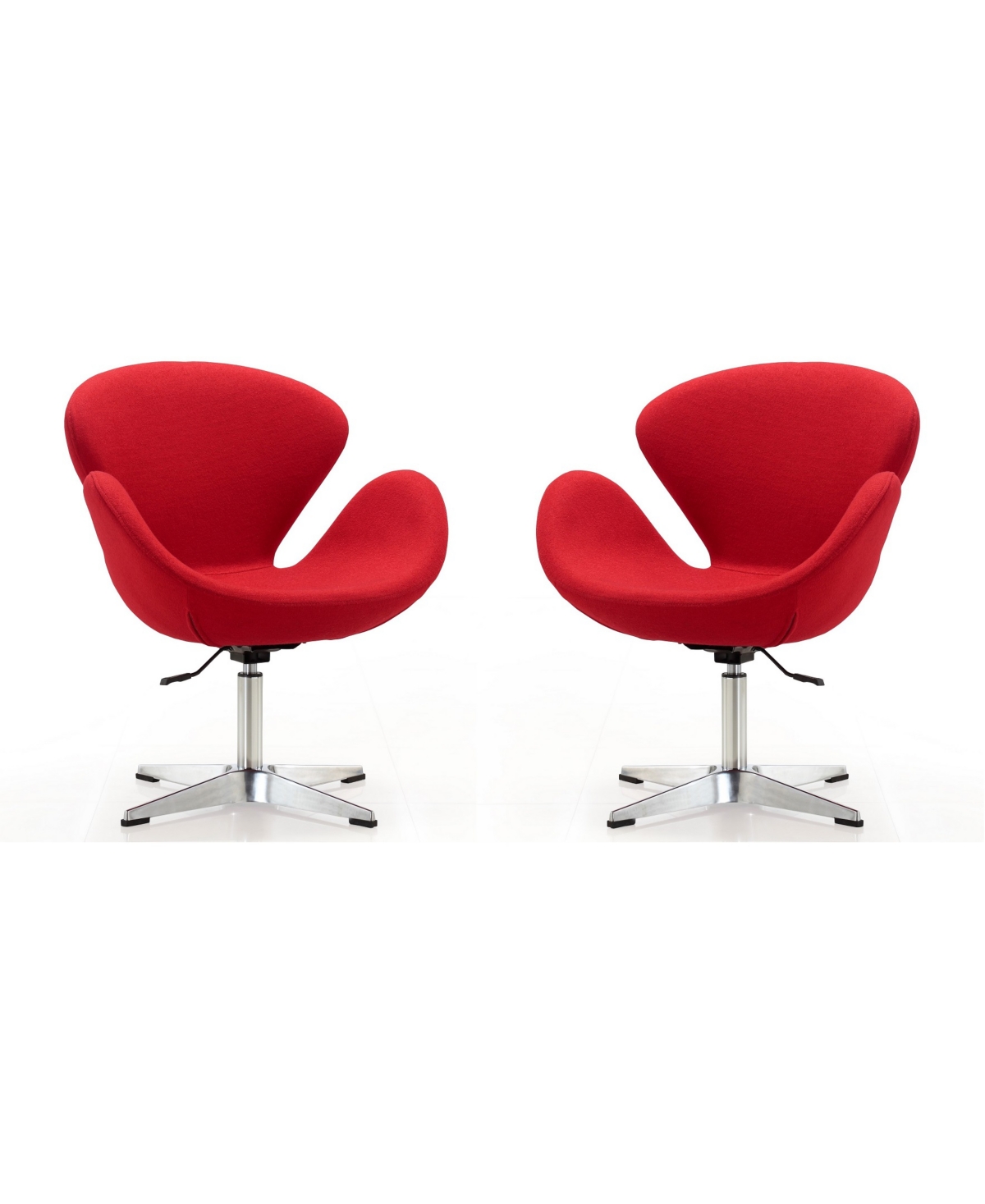 Manhattan Comfort Raspberry Adjustable Swivel Chair, Set Of 2 In Red,polished Chrome