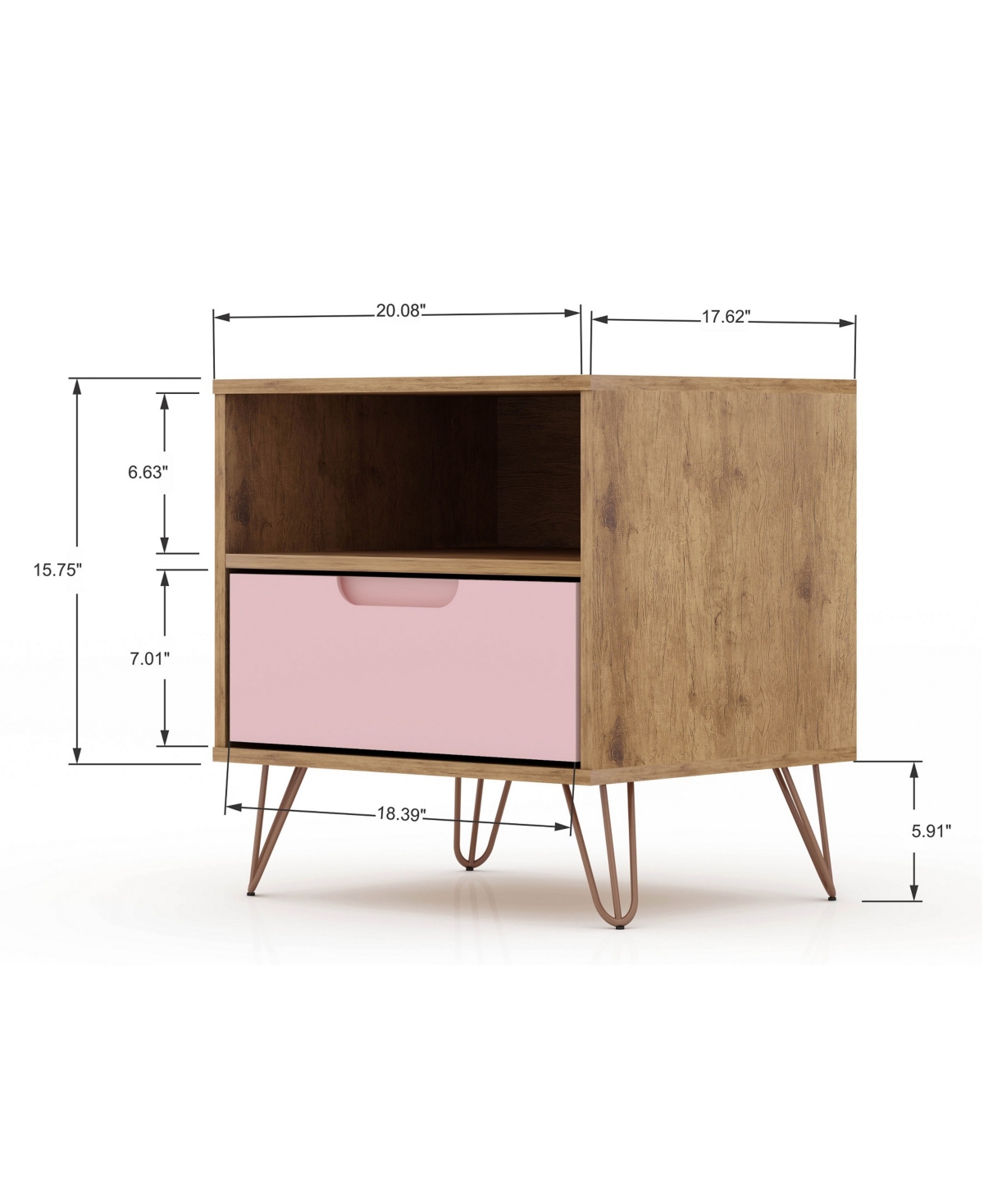 Rockefeller Nightstand 1.0, Set of 2 - Rose Pink