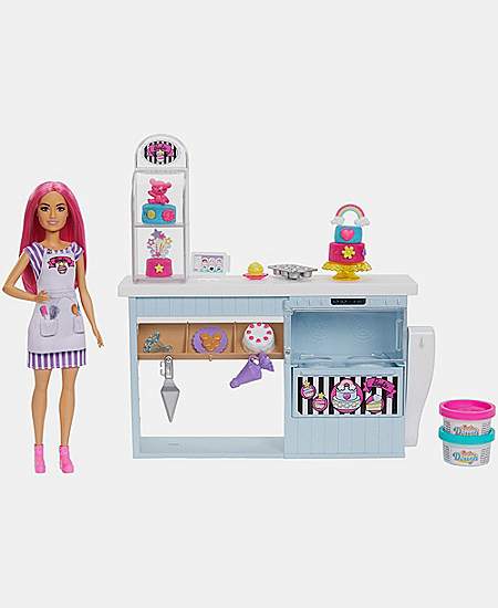 Doll Bakery Playset with Pink-Haired Petite Doll, Baking Station