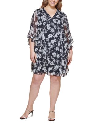 Calvin Klein Plus Size Chiffon A-Line Dress