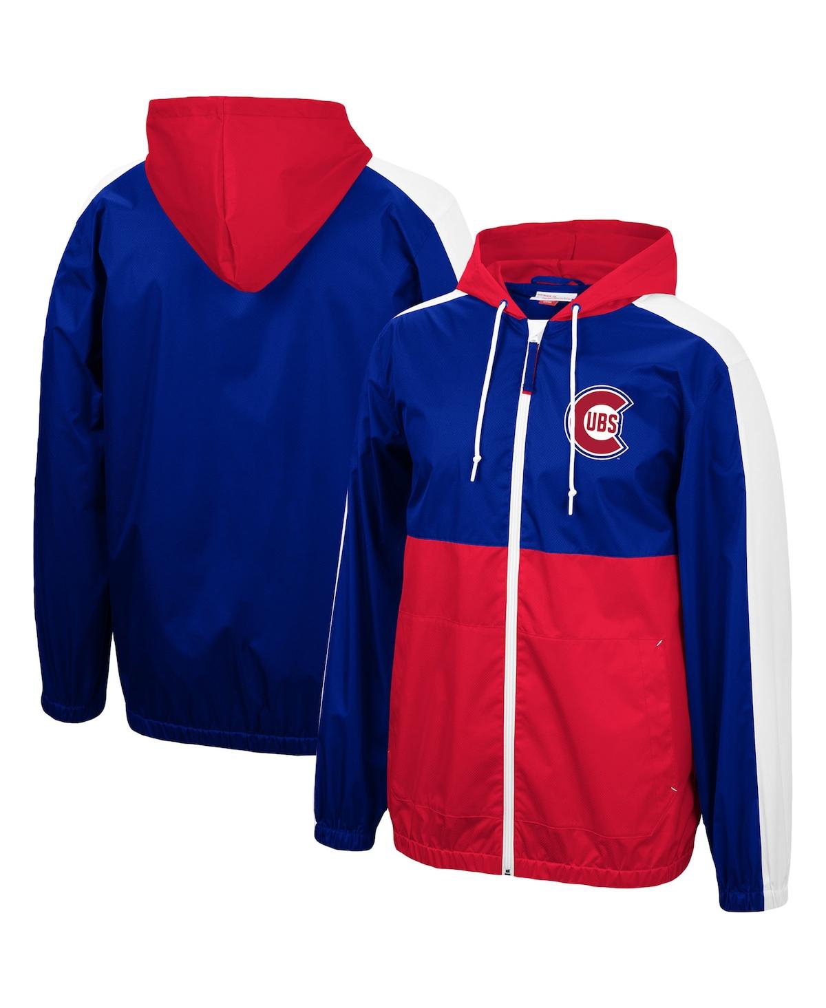 Shop Mitchell & Ness Men's  Royal, Red Chicago Cubs Game Day Full-zip Windbreaker Hoodie Jacket In Royal,red