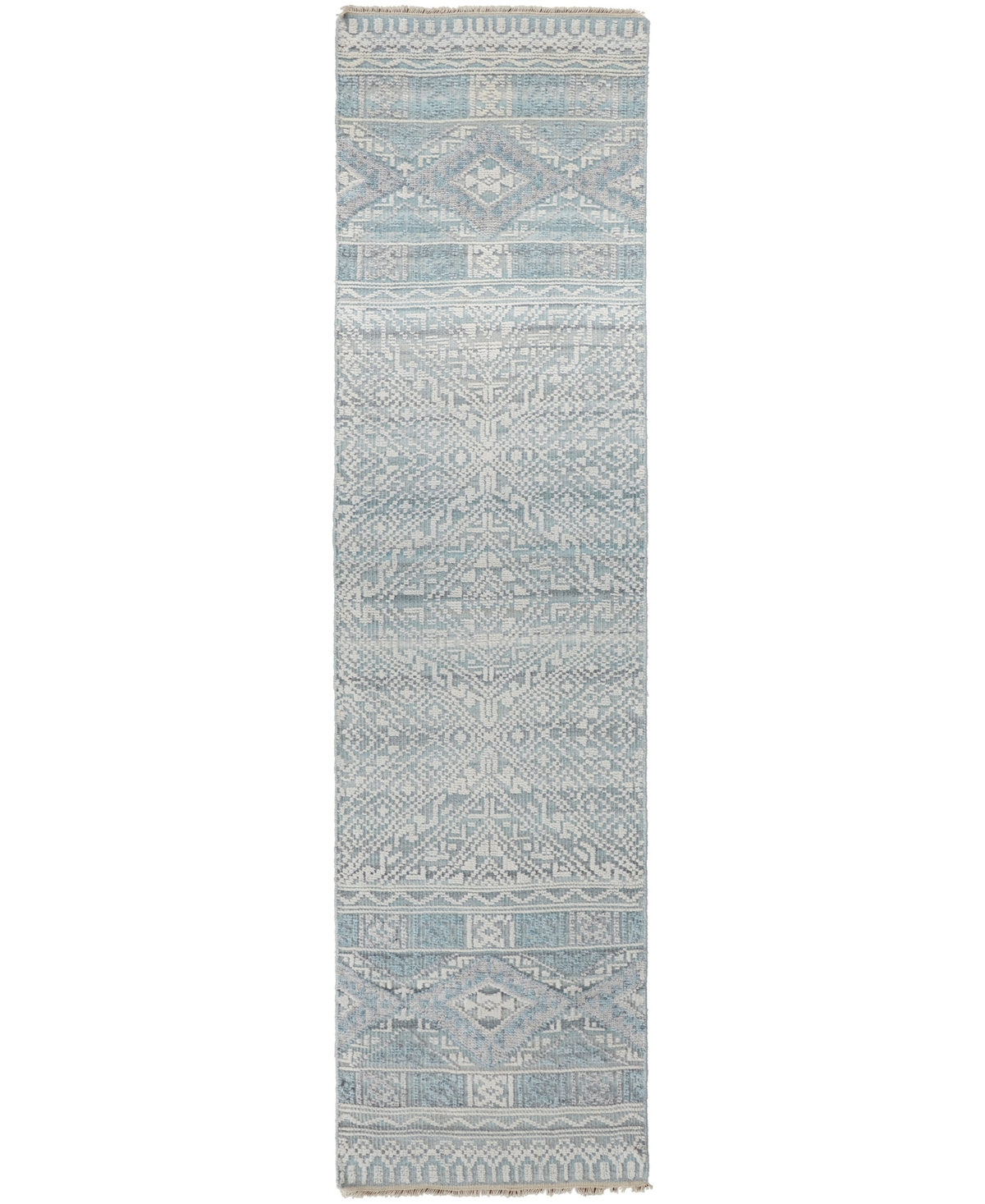 Simply Woven Payton R6495 2'6" X 10' Runner Area Rug In Blue,ivory