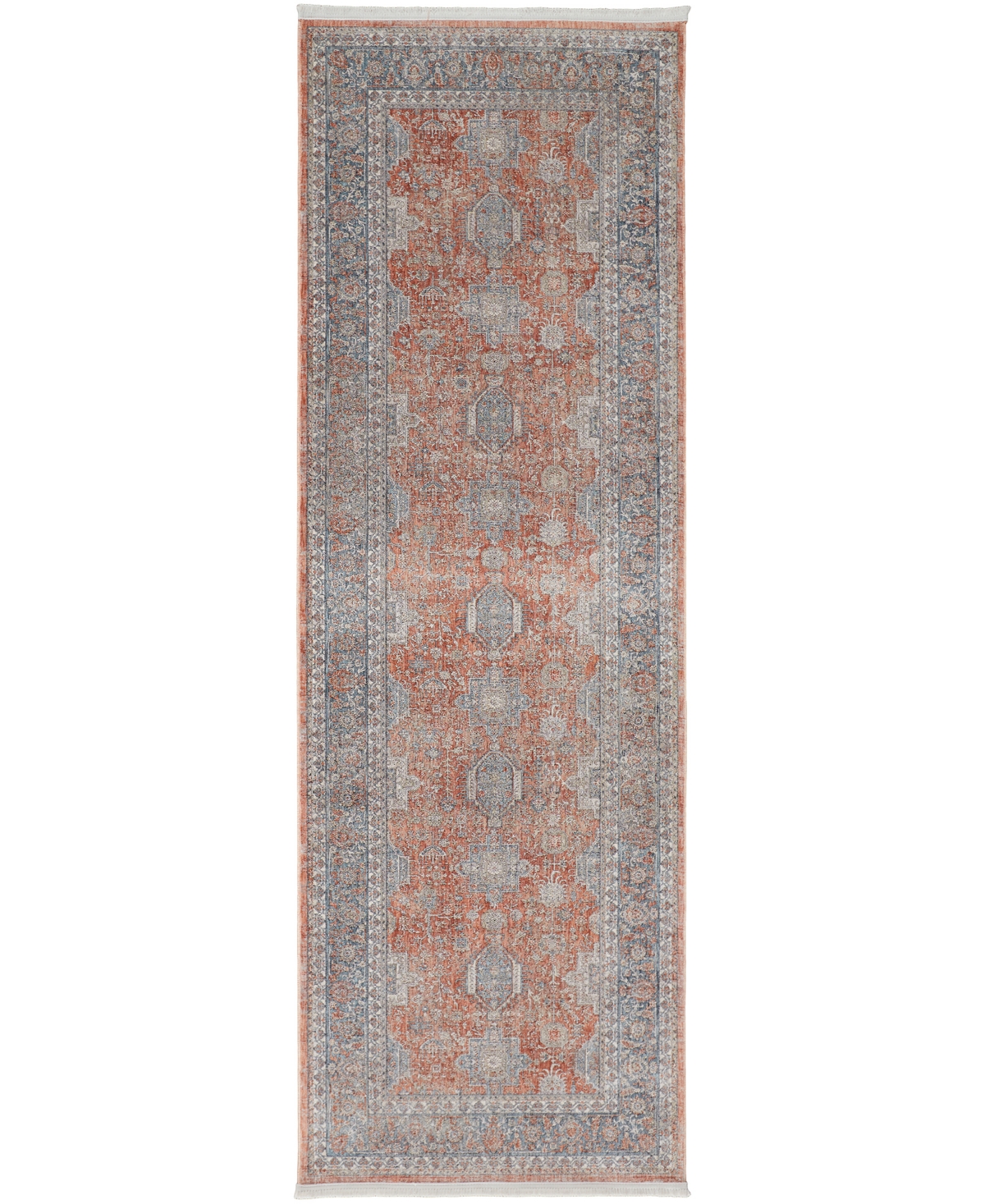 Simply Woven Marquette R3761 2'8" X 8' Runner Area Rug In Rust,blue