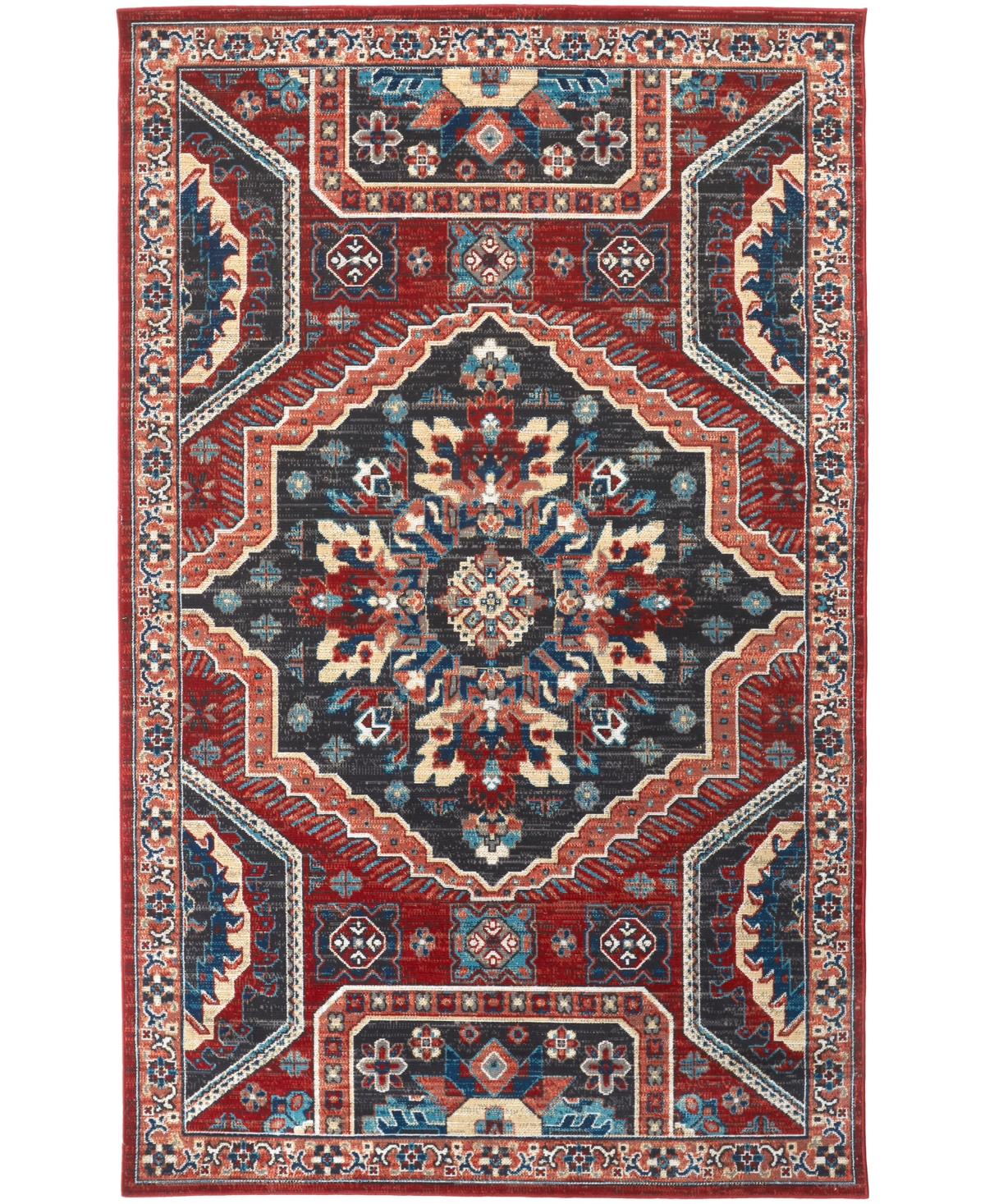 Simply Woven Nolan R39cd 6'5" X 9'6" Area Rug In Red,blue