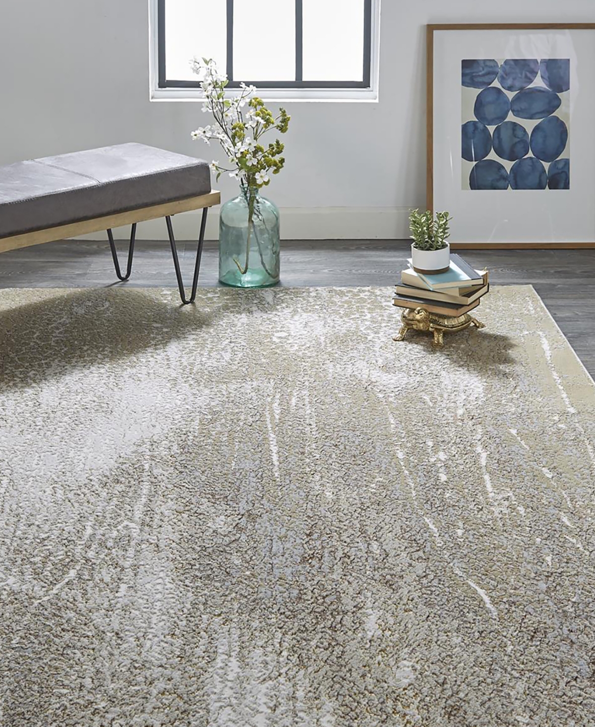 Feizy Aura R3739 Area Rug - Gold-Tone