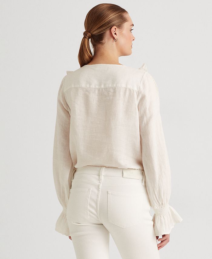 Lauren Ralph Lauren Tissue Linen Long-Sleeve Blouse - Macy's