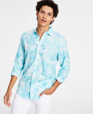 INC International Concepts - Men's Andy Abstract Palm Print Long-Sleeve Shirt