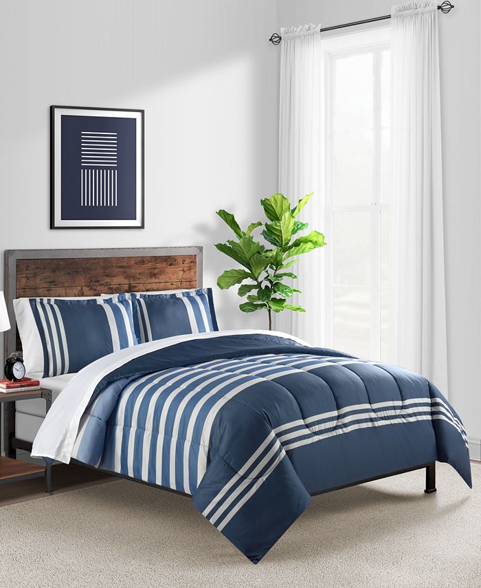 Sunham Skyline Stripe 3-Pc Comforter Sets, Created For Macy's - Macy's