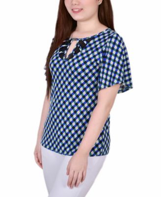 Women's Mesh Flutter Sleeve Knit Top