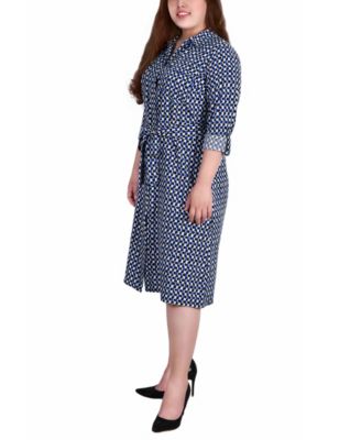 Plus Size Printed Shirt Dress