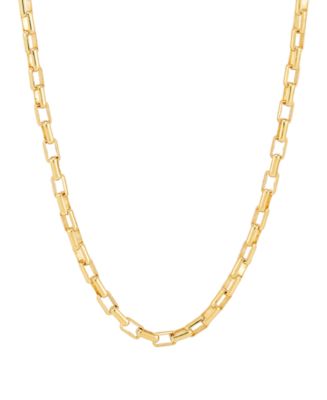 Oval Box Link Chain (4mm) Necklace Collection in 14k Gold-Plated ...