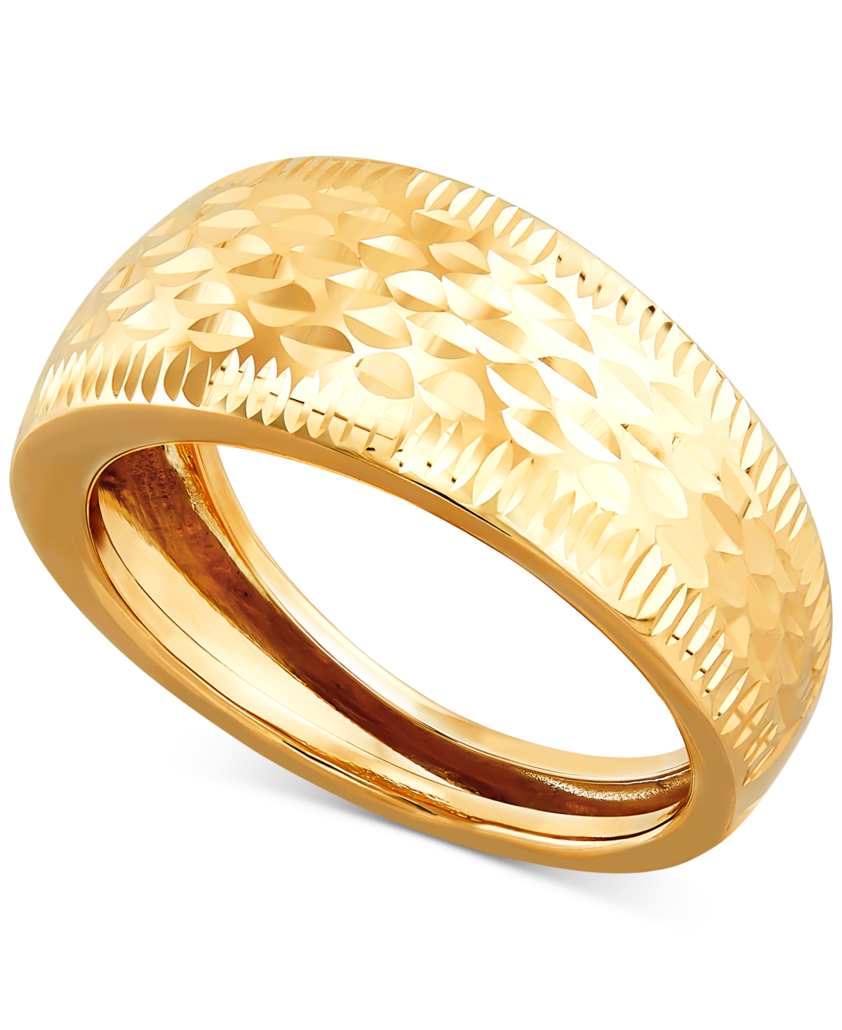 Polished Diamond Cut Dome Ring in 10K Yellow Gold - Yellow Gold