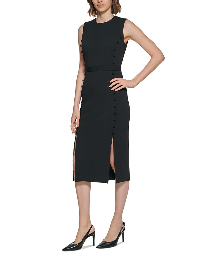 Calvin Klein Button-Trim Side-Slit Dress & Reviews - Dresses - Women -  Macy's