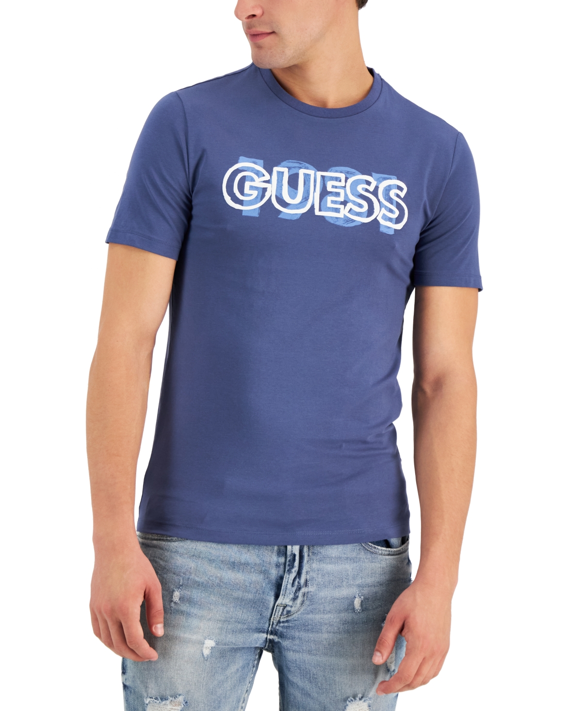 Guess Men's Orwell Logo Graphic T-shirt In Mojave Stone | ModeSens