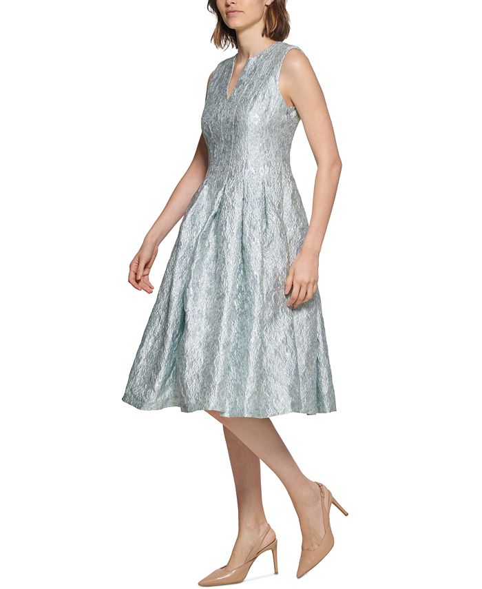 Calvin Klein Jacquard Pleated Fit & Flare Dress & Reviews Dresses