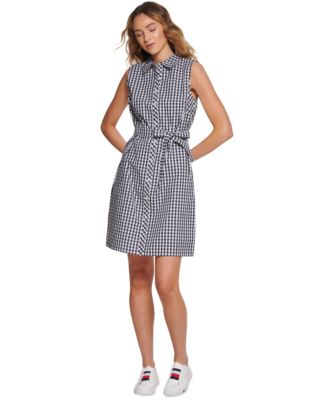 Tommy Hilfiger - Women's Gingham-Print Belted Woven Dress