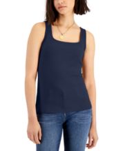 Karen Scott Cotton Scalloped-Lace Tank Top, Created for Macy's - Macy's