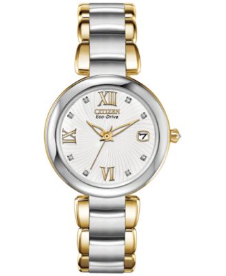 Citizen - Women's Marne Eco-Drive Diamond Accent Two-Tone Stainless Steel Bracelet Watch 33mm EO1114-52A