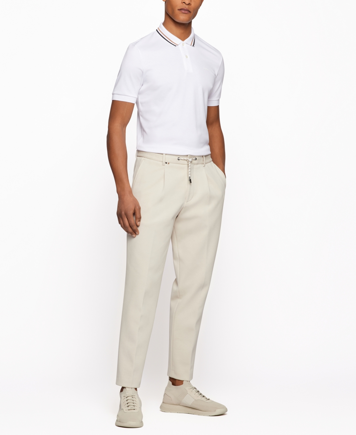 Hugo Boss Boss By  Men's Slim-fit Striped Collar Polo In White