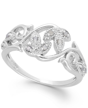image of Diamond Vine Ring in Sterling Silver (1/10 ct. t.w.)
