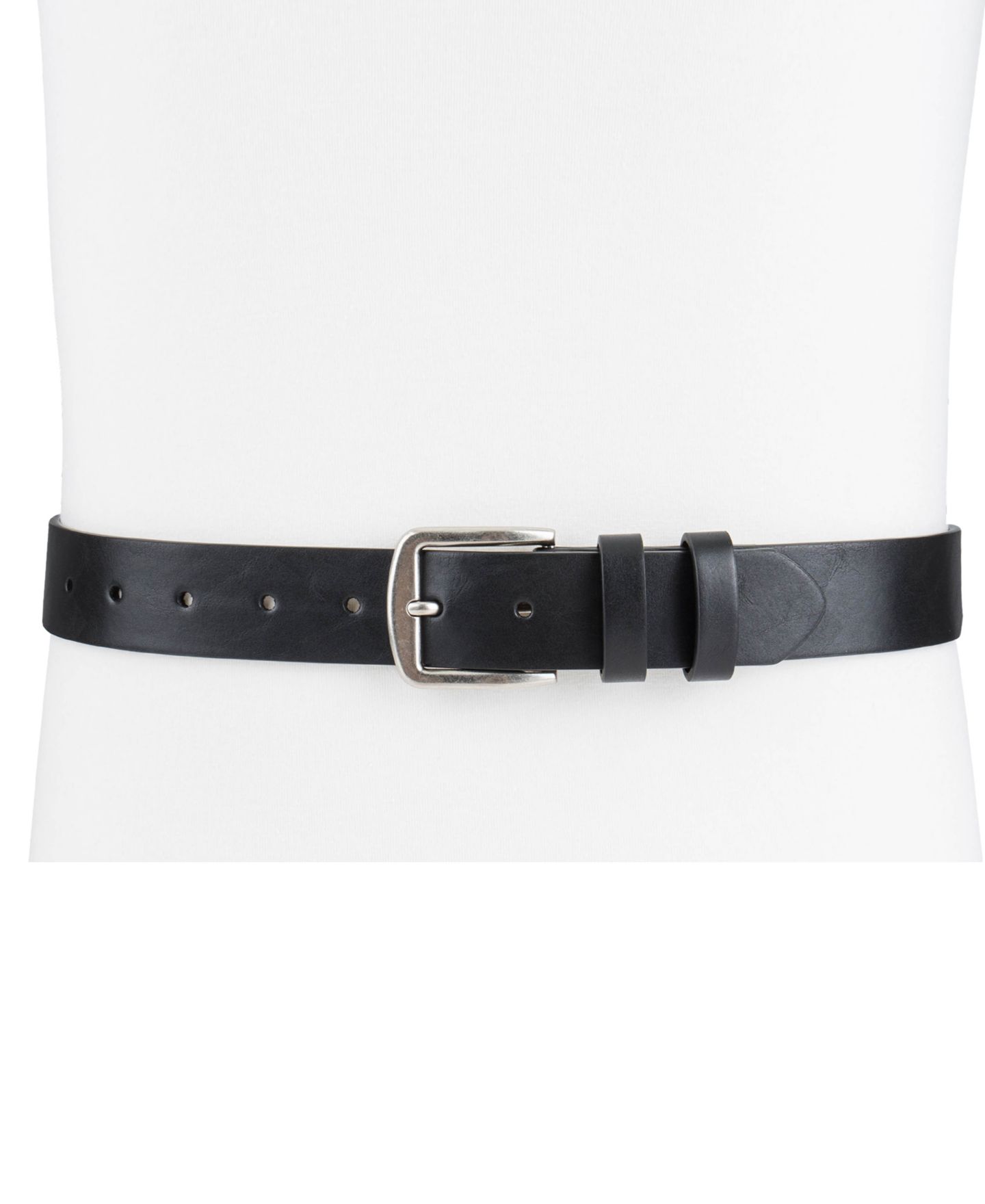 Мужской ремень Club Room 33MM Burnished-Edge Belt, цвет: Чёрный — фото 5