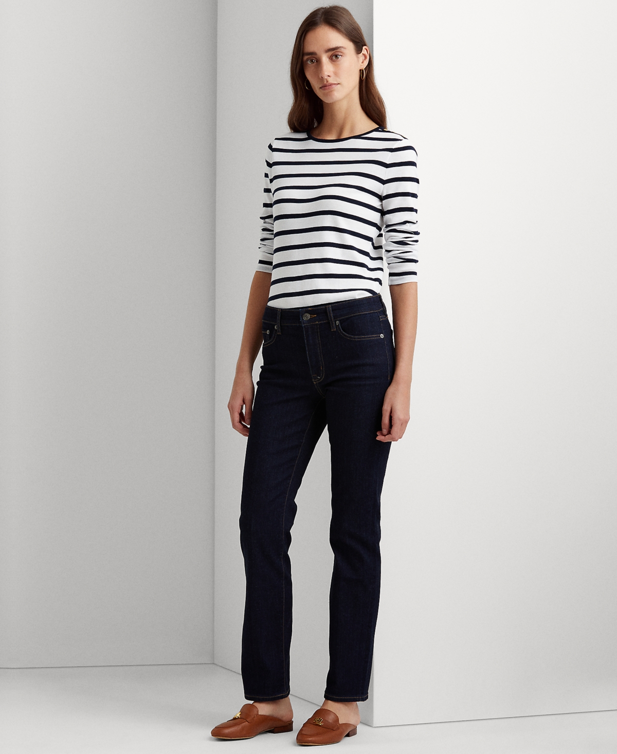 Lauren Ralph Lauren Petite Mid-Rise Straight Jean, Petite & Petite Short Lengths