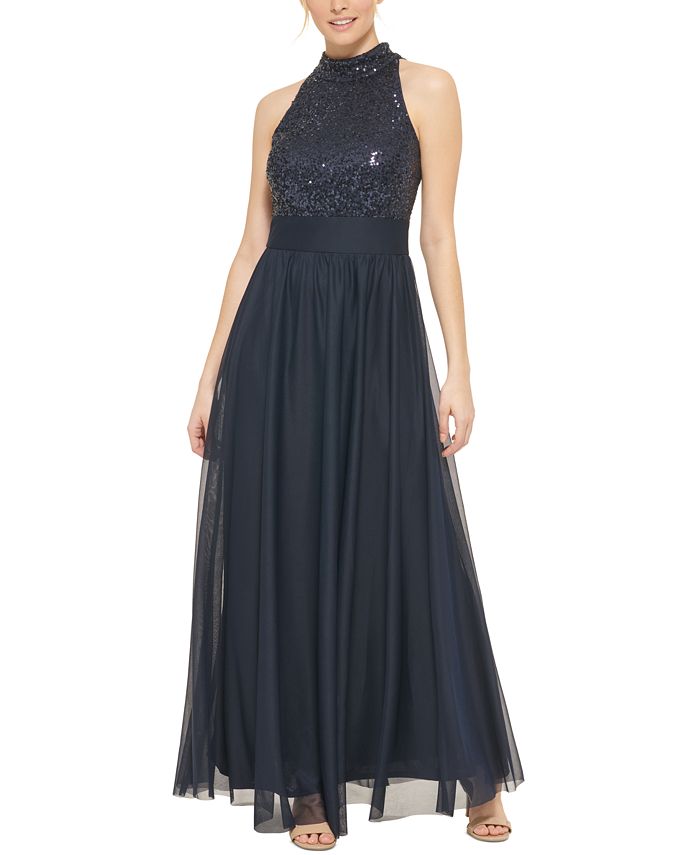 sequin top gown