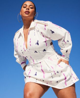 Royalty by Maluma - Tie-Dyed Denim Shirtdress