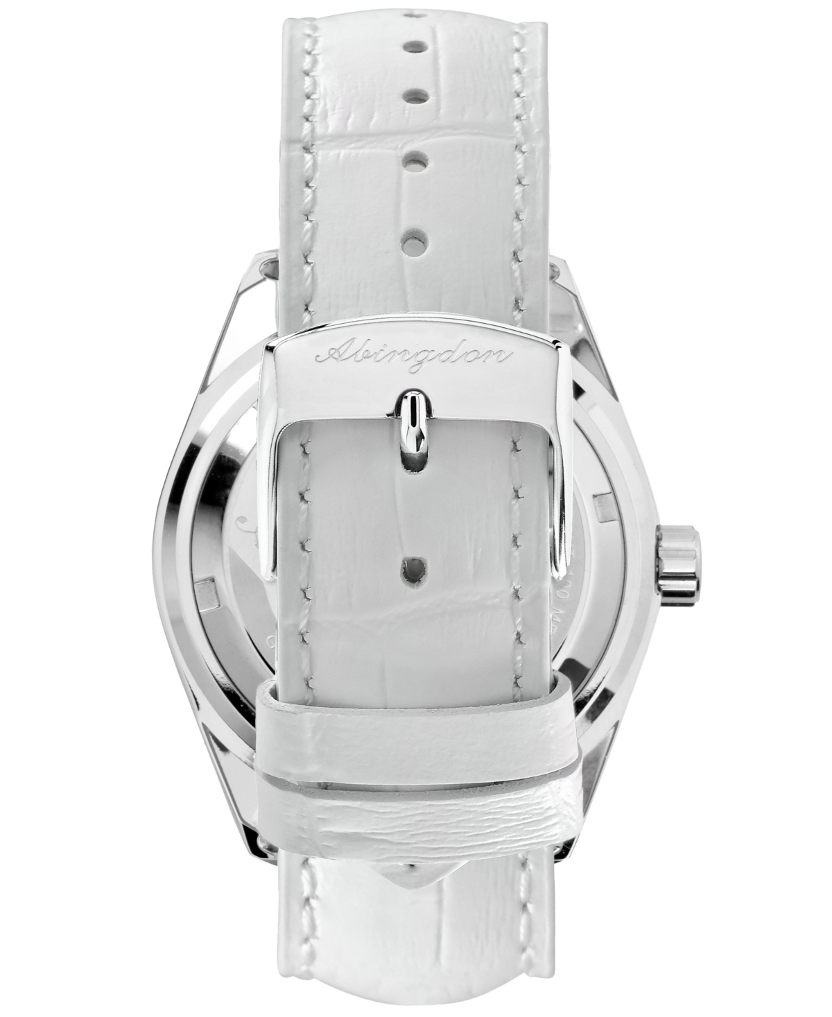 Shop Abingdon Co. Women's Amelia Gmt Multifunctional Genuine White Calf Leather Strap Watch 40mm In Cloud White