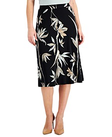 Women's Floral-Print Flared Midi Skirt