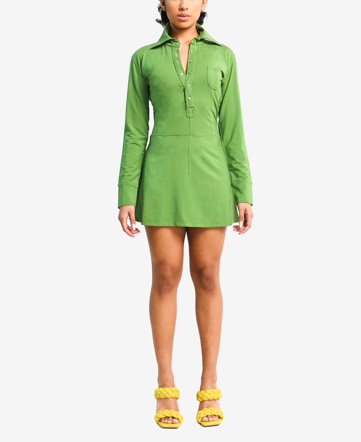 DAI MODA WOMEN'S GO GREEN SHIRT DRESS