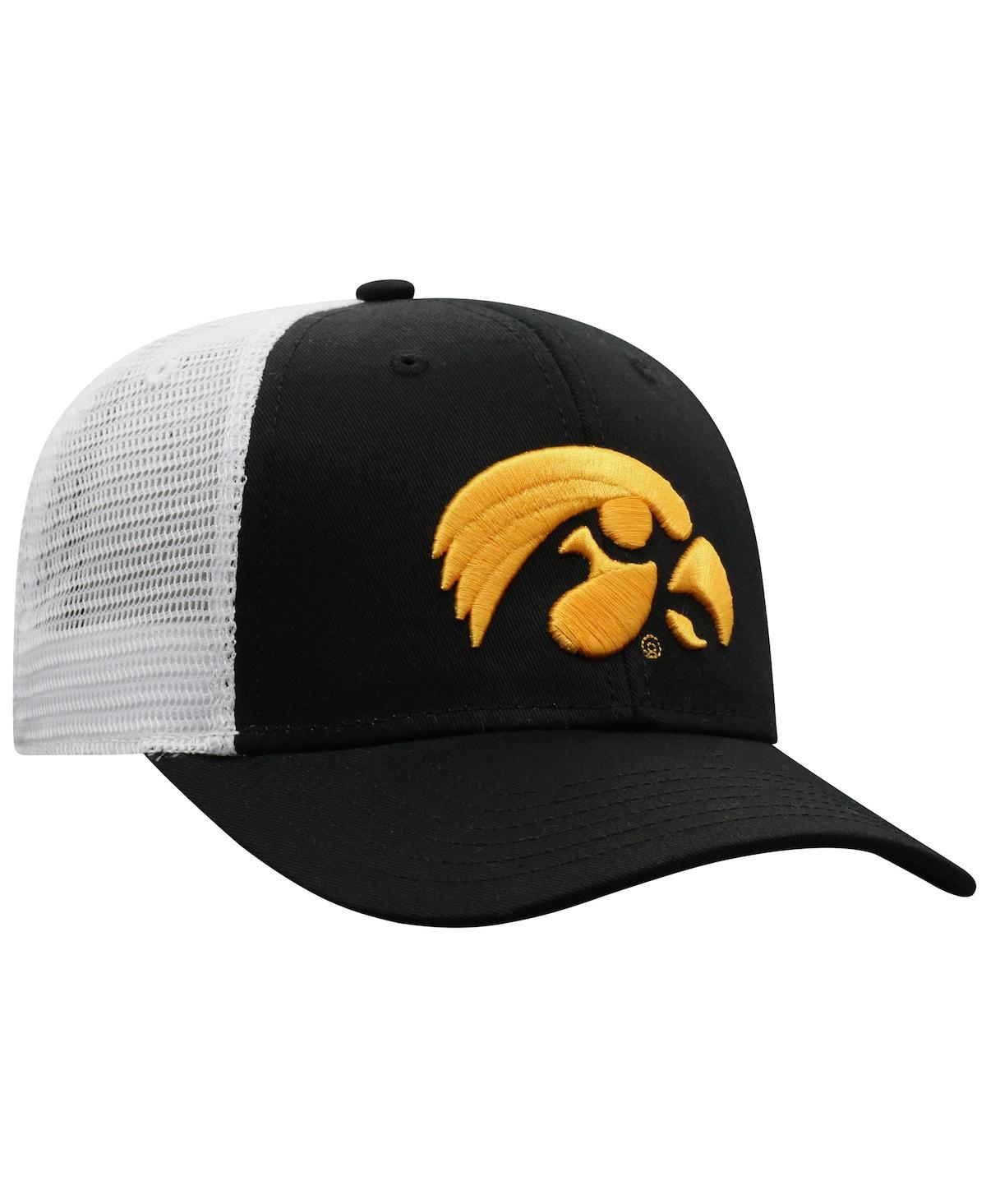 Top Of The World Men's  Black, White Iowa Hawkeyes Trucker Snapback Hat In Black,white