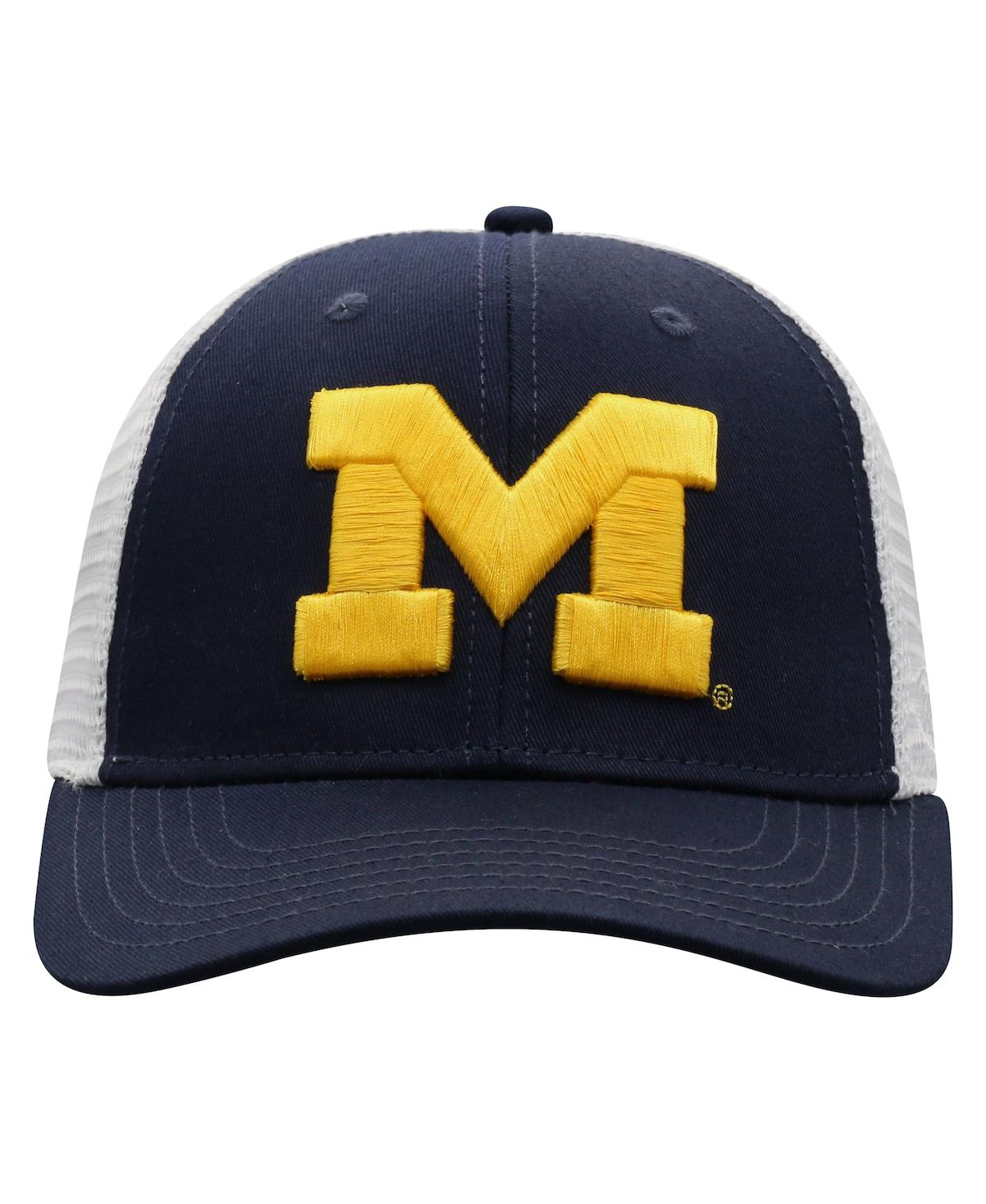 Top Of The World Men's  Navy, White Michigan Wolverines Trucker Snapback Hat In Navy,white