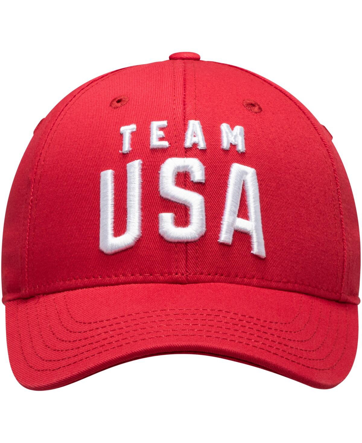 Outerstuff Big Boys Red Team Usa New Logo Solid Structured Adjustable Snapback Hat In Red