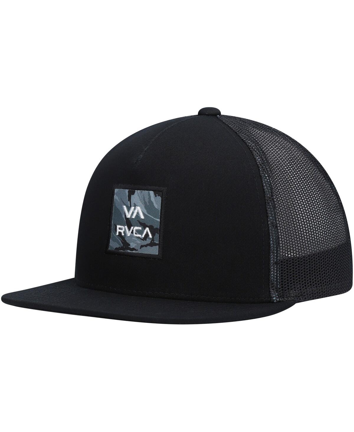 Shop Rvca Big Boys  Black Va Atw Trucker Print Snapback Hat