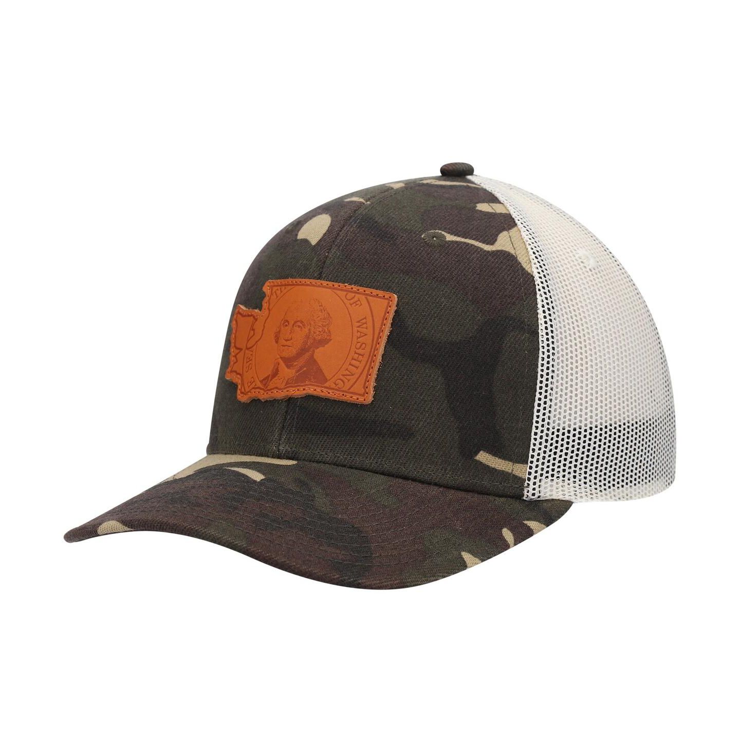 Мужская кепка Local Crowns Camo Washington Icon Woodland State Patch Trucker Snapback Hat — фото 2