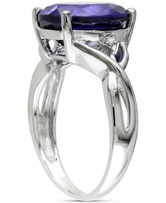 Lab-Grown Sapphire (7-1/2 ct. t.w.) & Diamond Accent Statement Ring in Sterling Silver