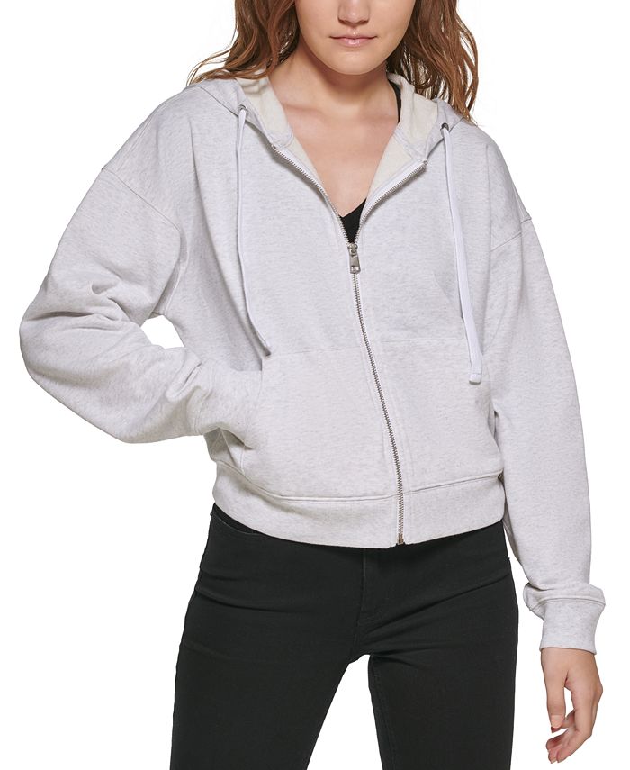Calvin Klein Jeans Women's Zip-Front Cropped Hoodie & Reviews - Jackets &  Vests - Juniors - Macy's