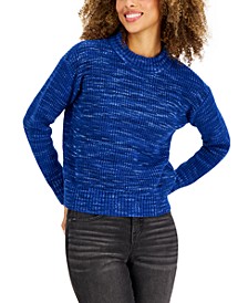 Petite Space-Dye Crewneck Pullover Sweater, Created for Macy's
